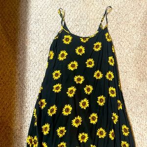 Floral Print Spaghetti Strap Beach Dress in Black